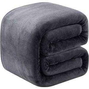 Fleece Blanket Queen Size for All Season 350GSM - Premium Lightweight Anti-Static Throw for Queen Size Bed Extra Soft Brush Fabric Warm Sofa Thermal Blanket 90" x 90"(Dark Gray Queen)