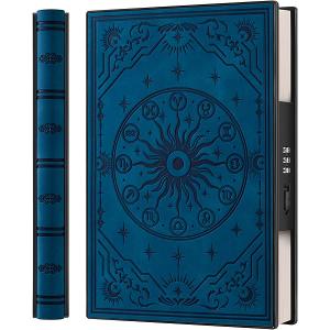 A5 Diary with Combination Lock and 180° Sleep Flat Made of Soft PU Leather with Embossed Zodiac Design - Ideal for Adults, Women, Men and Teens for Privacy