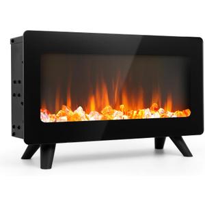 16" Freestanding Electric Fireplace Heater - Fire Places Electric Fireplace Stove with Realistic LED 3D Flames, Infrared Heater Indoor, Small Space Heater, 1500W, Overheating Protection (16"W X 10"H)