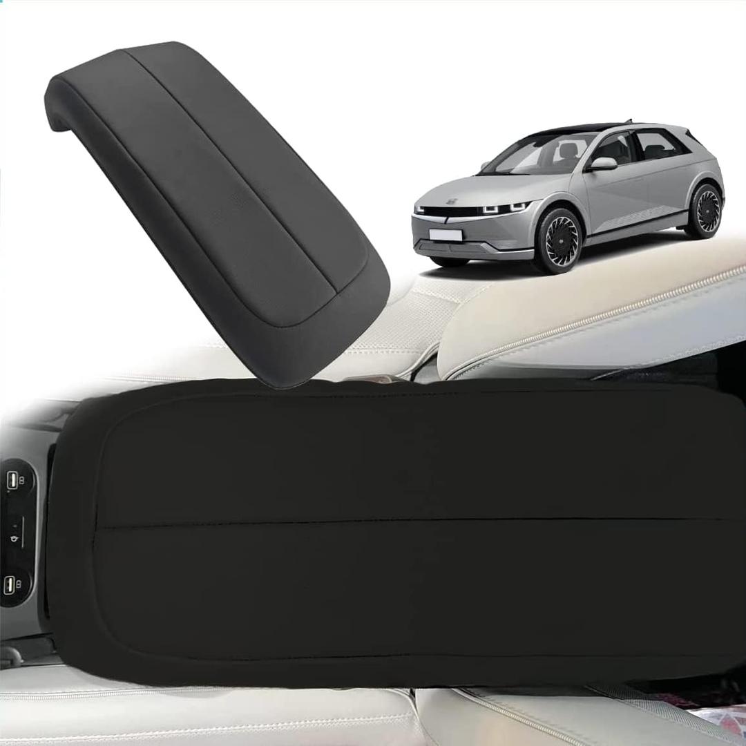 BestEvMod for Ioniq5 Center Console Armrest Pad Cover Morse Code Design Extra Soft Microfiber Leather Waterproof Protector Fit for Ioniq 5 2021-2024 Accessories NOT Fit 2025 (Black)