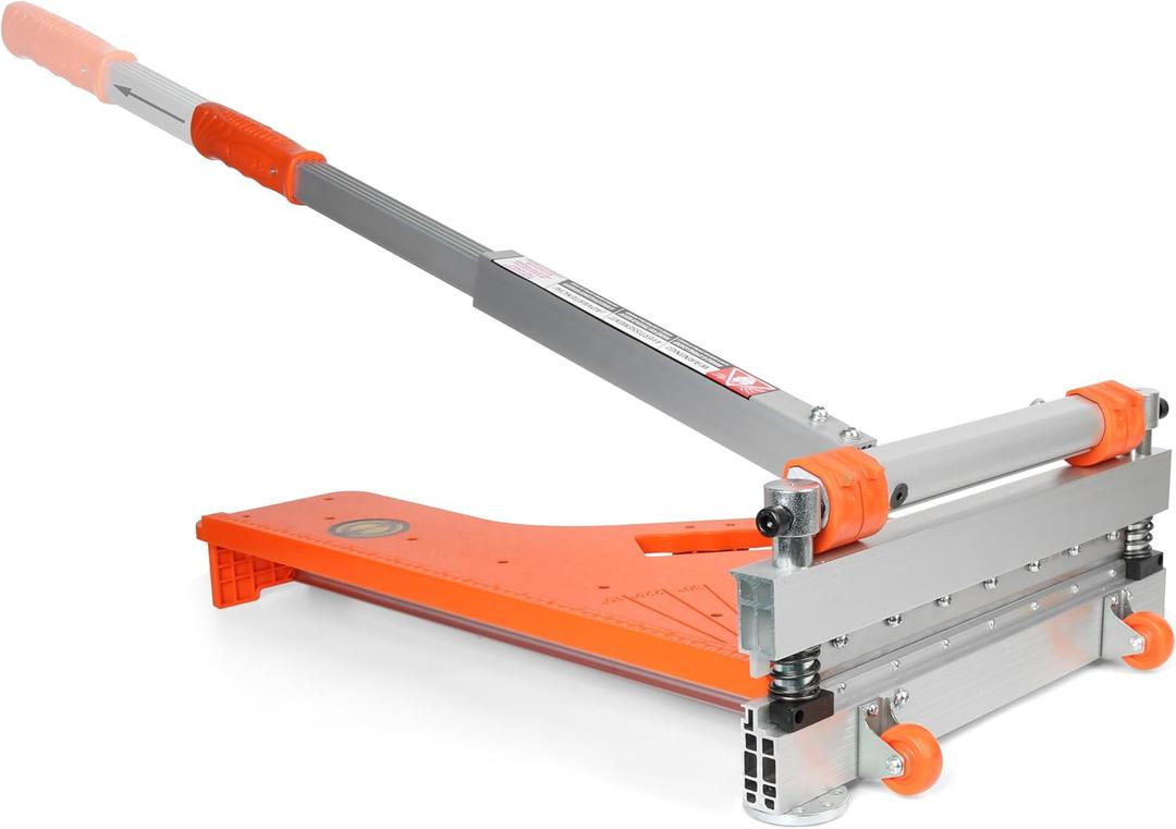 CUTTEREX 13" Pro. Vinyl Floor Cutter-No Dust,No Noise,No Electricity. Multi-Angle Cuts for Laminate,Vinyl & More, Pro. ALU Long Leverage Handle, Orange & Wheeled