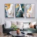 VARUFLY Bright Framed Wall Art Emerald Green and Gold Gray Modem Abstract Canvas Wall Art Paintings Prints Posters Wall Decor Pictures for Living Room Bedroom Office Home Decoration Set of 3 16X 24