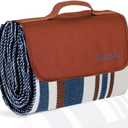 scuddles Extra Large Picnic & Outdoor Blanket Dual Layers for Outdoor Water-Resistant Handy Mat Tote Spring Summer Camping Blanket Great for The Beach (60 X 60, Blue Striped)