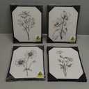 Framed Black and White Bathroom Wall Art, 4 Piece Vintage Floral Canvas Prints Artwork for Modern Farmhouse Walls, Rustic Minimalist Flower Botanical Pictures for Bedroom Living Room Wall Decor, 8x10