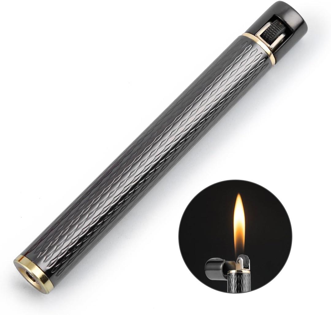 Yusud Butane Fuel Lighter, Cool Pipe lighters, Soft Flame Flint Lighters, Cigarette Cigar Lighter, Gas Lighters, Unique Gifts for Men, Women (Gray)