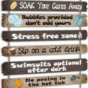 Tatuo Hot Tub Pool Patio Rules Signs Gifts Wood Funny Rules Signs Decorative Outdoor Regulations Plaque Wall Bath for Bathroom Pool Backyard Outdoor Wall Art Accessories(Modern)