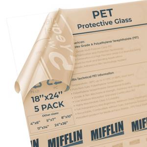 Mifflin-USA Flexible Clear Plastic Sheet (18x24 x 0.03 inch, 5 PK), PET is Similar to Plexiglass & Acrylic Yet Lightweight & Thin, Poster Frame Glass Replacement, General Household Use, Easy Cut