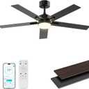 Obabala Ceiling Fan with Light 52 Inch, DC Motor Ceiling Fan with Remote and APP Control, Dimmable LED Color Changing, Reversible Quiet Fan for Bedroom Living Room Indoor Outdoor, Modern