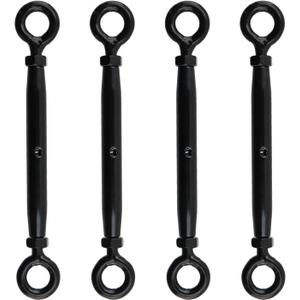 Antrader Turnbuckle Eye and Eye,4Pcs M8 Eye to Eye Turnbuckle Heavy Duty Turnbuckles Cable Turnbuckle Stainless Steel Turnbuckles Black Turnbuckle for Wire Rope Tension