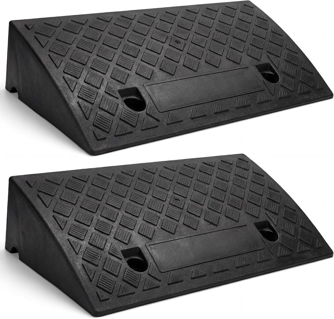 5" Rise Threshold Ramps for Doorways, Curb Ramps for Driveway 2 Pack, 6614lbs Capacity Portable Rubber Wheelchair Ramp, Driveway Ramp for Car, Cart, Hand Truck, Motorcycle, Bikes, Dollies
