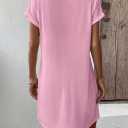 Women's Tshirt Dress Floral Cover Ups Short Sleeve Flowy Sundresses, Pink-2XL