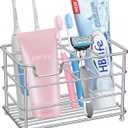 HBlife Large Electric Toothbrush Holder for Bathroom, Silver Stainless Steel Bathroom Accessories Organizer for Small Spaces