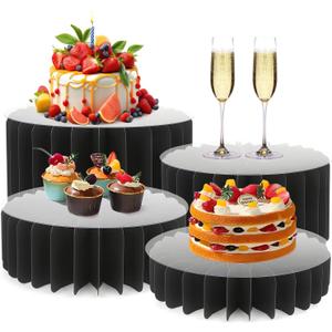 Buffet Risers Food Risers for Buffet Table Acrylic Risers Display Stands Tall Cake Stands Cylinder Stands for Party Pedestal Cake Stand Dessert Table Display Set Cupcake Stands Cupcake Display (Black)