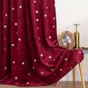 BGment Burgundy Red Velvet Curtains 96 Inches, Christmas Curtains Super Soft Thermal Insulated Blackout Back Tab and Rod Pocket Snow Silver Printed Drapes for Living Room, 2 Panels, Each 52 x 96 Inch