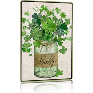 9 x Smilelife St Patricks Day Gifts Funny Green Shamrocks Clovers Lucky Irish Tin Sign for Home Room Yard Garden Vintage St Patricks Day Decor 8x12 Inch (3095)