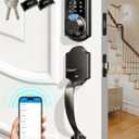 Veise Fingerprint Smart Locks for Front Door with Handle Set, App Control, Keyless Entry Keypad Deadbolt, Digital Electronic Touchscreen, Easy Install, Auto Lock, Matte Black (Matte Black)