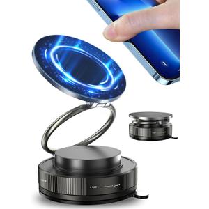 Miedecdel Upgraded MagSafe Vacuum Car Phone Holder, Strong Magnetic Phone Mount with Adjustable & Reinforced Suction Cup Design for Dashboard/Gym/Mirror, Compatible with iPhone & Android