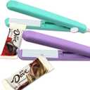 2 PACK Mini Bag Sealer Heat Seal, Handheld Food Sealer Bag Resealer for Food Storage, Portable Smart Heat Sealer Machine with 45 Power Cable for Chip Bags, Plastic Bags, Snack Bags (Green+Purple)