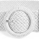 WHIPPY Wide Woven Belt for Women Rattan Braided Waist Belt Fashion Boho Straw Raffia Belt for Dresses (White)
