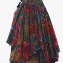 IDEALSANXUN Womens Elastic Waist Aline Cotton Lined Retro Maxi Hem Pleated Long Skirts Size Medium