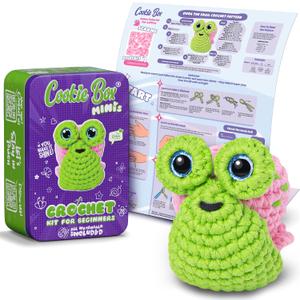 Cookie Box MINIs Crochet Kit for Beginners – Gift Set to Make Snail Dora Amigurumi Plushie – Easy DIY Crochet & Knitting Starter Kit with Printed Instructions & Step-by-Step Video Tutorial