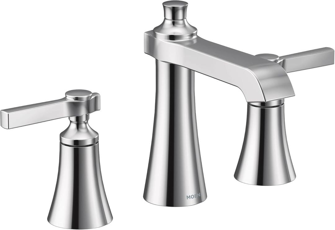 Moen TS6984 Flara Two-Handle 8 in. Widespread Lever Handle Bathroom Faucet Trim Kit, Valve Required, Chrome