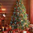 2 x 24 Pcs Light Blue Velvet Bows Ornaments for Christmas Tree, Vintage Rustic Velvet Christmas Bows Tree Decorations, Indoor Home Decor for Wreath Mantle Gift Wrap Holiday Decor, 3/8'' W, 5 * 7 inch