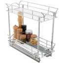 OCG Slide Out Cabinet Organizer for Narrow Cabinet (7" W X 17" D), 2 Tier Pull Out Shelves Slim Sliding Cabinet Organizer and Storage, Chrome