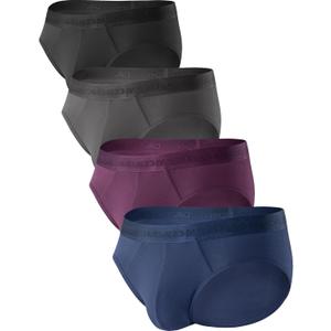 DAVID ARCHY Men's Briefs Modal No Fly Underwear Support Pouch Soft Comfort Briefs for Men 4 Pack (X-Large, Black/Dark Gray/Navy Blue/Purple)