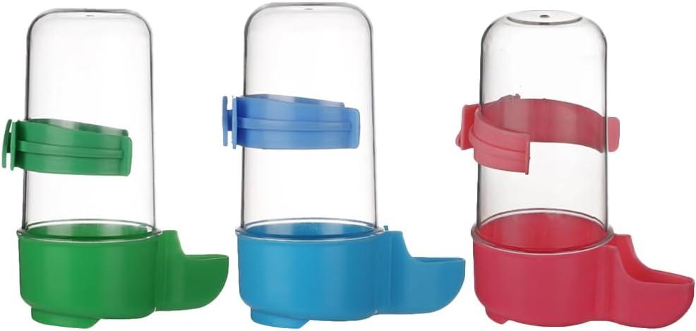 TEHAUX Parrot Drinker Automatic Water Feeder 3-Pack Bird Cage Water Dispenser Bowl Easy Installation 4.72X1.77X1.77 Inch for Parakeet and Small Birds