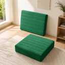 JKMAX 2 Pcs High Density Foam Floor Pillow - Upgraded Large Pillows Seating for Adults - Outdoor Floor Cushion with Soft Tufted Cover - Yoga Pillows for Sitting On Floor - 22 Inch Green, 2 Counts