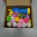 Low Noise Interactive Cat Ball Launcher, 1 Noise-Reduced Launcher (New Upgraded), 20 Pcs Colorful Silent Plush Pom Pom Balls (1.2 inches), with 4 Pcs Cat Spring Toy