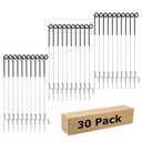 Fence Shock 30 Pack 41 Inches Systems Pig Tail Step-in Fence Post, Portable Stainless Steel Single Rope Poles/Stakes for Electric Fence, Garden, Farm, Flower Beds, Walkways, Fountains - Black