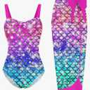 UNIFACO Girls One Piece Swimsuit with Cover Up Skirt 2 Piece Bathing Suit Swimwear Sets 9Y