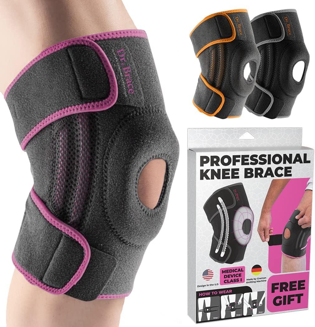 DR. BRACE ELITE Knee Brace with Side Stabilizers & Patella Gel Pads for Maximum Knee Pain Support and fast recovery for men and women-Please Check How To Size Video (Large, Orion)