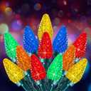 C9 Christmas Lights Outdoor, 100 FT 150 LED Connectable C9 String Lights with 8 Modes and Timer Extendable Xmas Tree Patio Roofline Garden Yard Holiday Party Indoor Outdoor Decoration, Multicolor