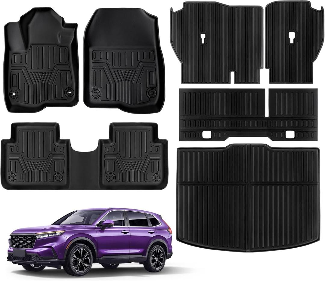 Floor Mats for Honda CR-V 2025 2024 2023 (Not Hybrid) Full Sets CRV All Weather Floor Mats for Honda CR-V Accessories 2025-2023 TPE Back Seat Cover Protector Trunk Frunk Mat