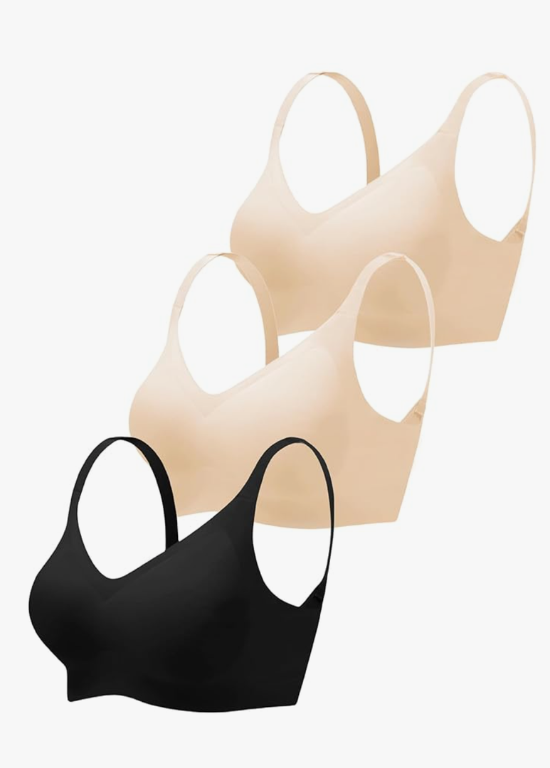 Wireless Bras for Women No Underwire Seamless Bra Full Coverage V Neck Push Up Bralette Ultra Comfortable Tshirt Bra, Size -XL