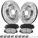 Anpulsero Front Brake Pads and Rotors Kit Compatible with 2006-2018 Toyota RAV4 [NOT 2 Row, ONLY w/3rd Row Seating ], Automotive Replacement Brake Kits OE Drilled Slotted Brake Rotors - 296mm(11.7in)