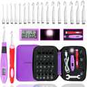 17 Sizes Digital Crochet Hooks with Counter 2.50~14.0mm, Lighted Crochet Hooks for Stitch & Row Counting
