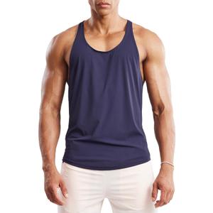 Ouber Men's Mesh Racerback Tank Tops Gym Fitness Sleeveless T-Shirt for Bodybuilding Muscle Shirts (Large, Navy)