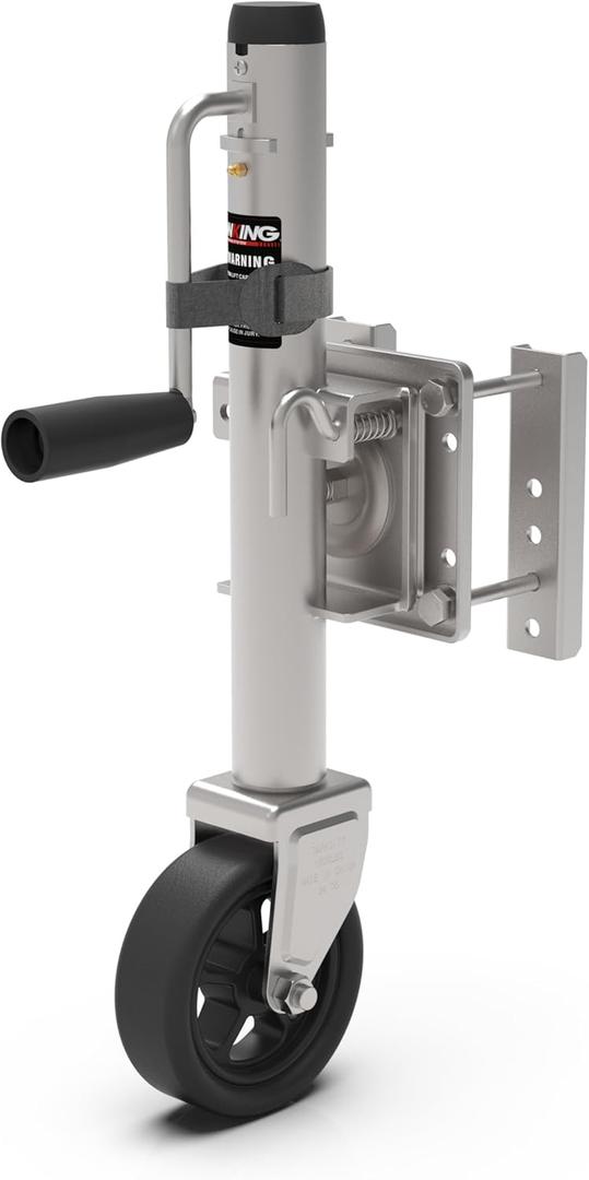 Upgraded Spoke Wheel Trailer Jack, 10" Vertical Movement, 1500 lbs, for RV, Boat, Trailer and More, Black, Silver