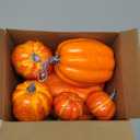 Lvydec Artificial Pumpkins Set Harvest Decoration, 7pcs Assorted Size Orange Pumpkins Realistic Large Pumpkins for Halloween Thanksgiving Autumn Festive Party Supplies (Orange)