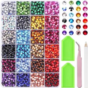 Hotfix Rhinestones Kit, Bedazzling Gems Art for Adults (SS6) | Fabric Rhinestones for Clothing, Heat Transfer Rhinestone Hot Fix Crystals Rhinestones with Tweezers, Gems for Craft