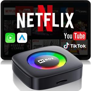 Wireless Carplay Adapter for iPhone Ai Magic Box with Netflix/YouTube Supports TF/Card Dongle Plug and Play Easy Setup Carplay & Android Auto Video Entertainment for iOS 10+ Radio Accessories