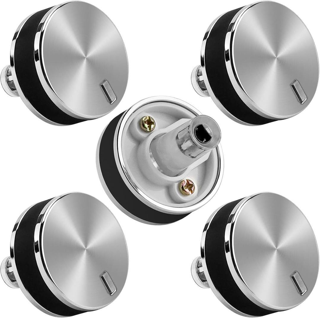 AMI PARTS WB03X24360 Knobs Fit for GE Cooktop Knob Range Stainless Steel, 5 PCS Hardware Handle Set, Easy to Install- Replace Stove knobs WB03X24360, WB03T10259, 4179424, AP5980302, PS11700818