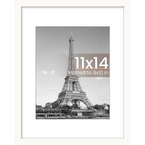upsimples 11x14 Picture Frame, Display Pictures 8x10 with Mat or 11x14 Without Mat, Wall Hanging Photo Frame, White, 1 Pack
