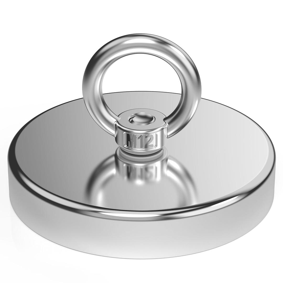 Magnetpro Fishing Magnet, Over 1700 Lbs Pulling Force Strong Neodymium Magnet Heavy Duty, Rare Earth Magnets with Eyebolt, Diameter 4.72 inches for Magnetic Fishing, Hunting, Retrieving in River