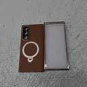 for Galaxy Z Fold 7 Case Luxury Leather with Screen Protector [Hinge Protection],Fit for Magsafe,Magnetic Kickstand & Ring Holder for Samsung Zfold 7 Case Brown