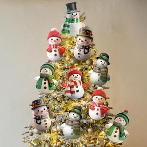 Giegxin 12pcs 10 x 8 Inches Snowman Christmas Tree Picks Flat Snowman Christmas Decor with Sticks Cute Ornaments for Xmas Tree Topper Home School Office Garden Patio Winter Vase Holiday (Multi Color)